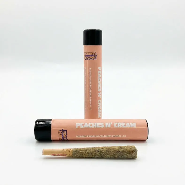 Peaches N' Cream infused cannabis pre-roll available at our capitol hill dispensary.